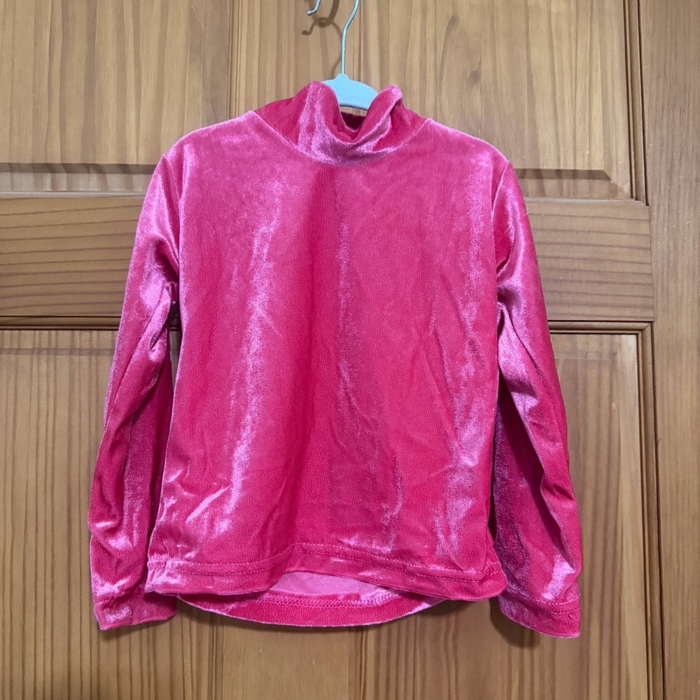 Miss Lana Pink Velvet Mock Neck Turtleneck Top 3t